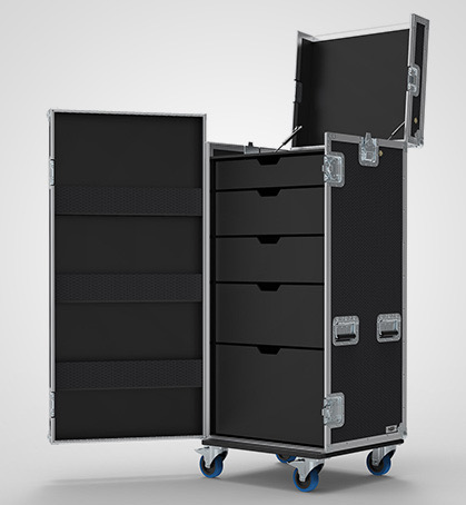 5 Drawer Universal Production Flight Case with Front & Top Hinged Lids